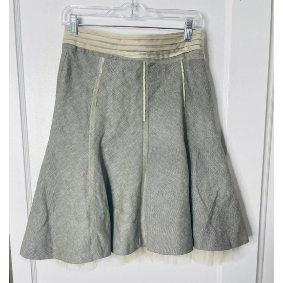 The Limited Panel Skirt 2 Linen Blend 70s Style Tulle Accents Boho Retro Gray - Picture 1 of 12